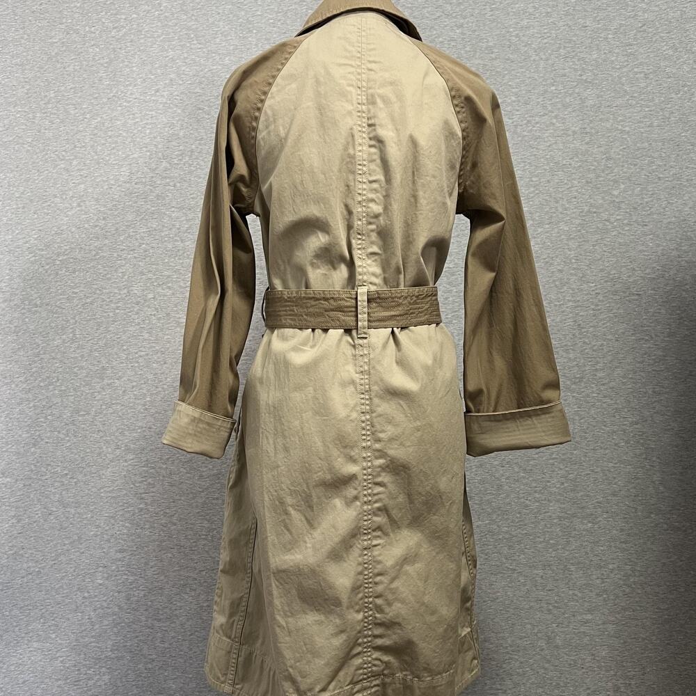 Free Assembly Trench Coat Womens XS Khaki Colorblock Double Breasted Belted - Picture 14 of 15